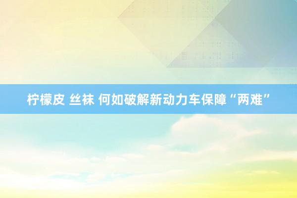 柠檬皮 丝袜 何如破解新动力车保障“两难”