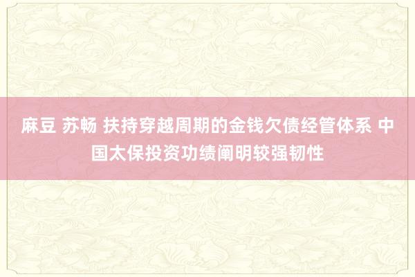 麻豆 苏畅 扶持穿越周期的金钱欠债经管体系 中国太保投资功绩阐明较强韧性