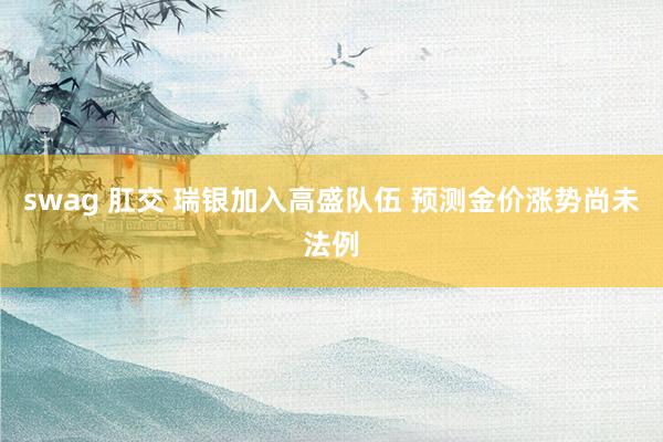 swag 肛交 瑞银加入高盛队伍 预测金价涨势尚未法例